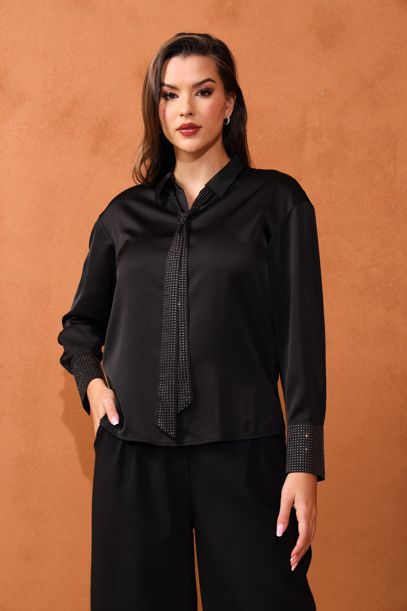 Camilla Diamante Shirt - Black