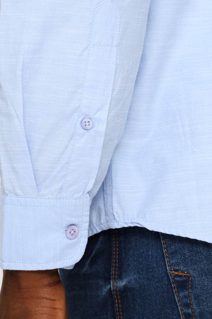 Ringspun Slub Button Shirt - Light Blue