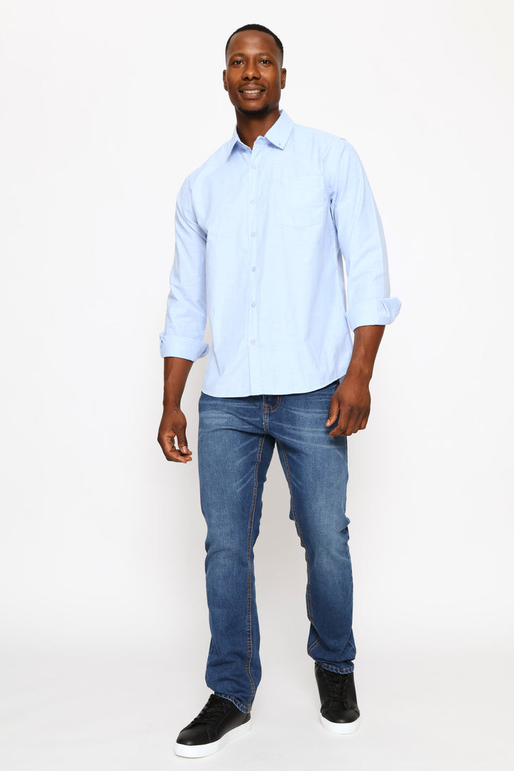 Ringspun Slub Button Shirt - Light Blue