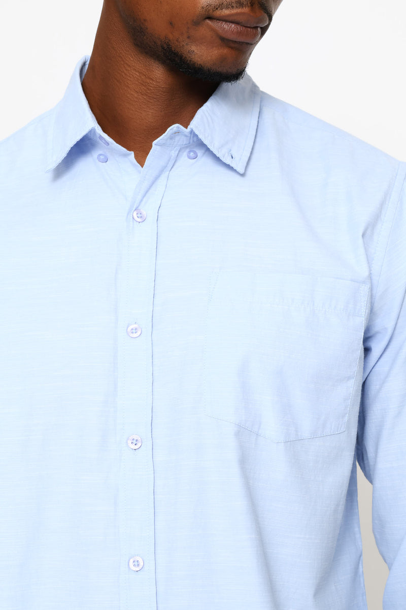 Ringspun Slub Button Shirt - Light Blue