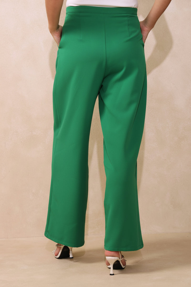 Narrow Band Wide Leg Pant - Green