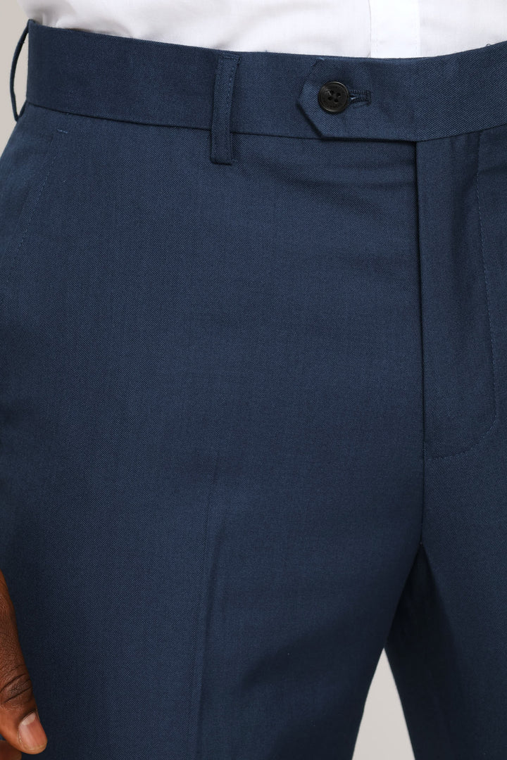 Regular Fit Viscose Blend Suit Trouser - Petrol