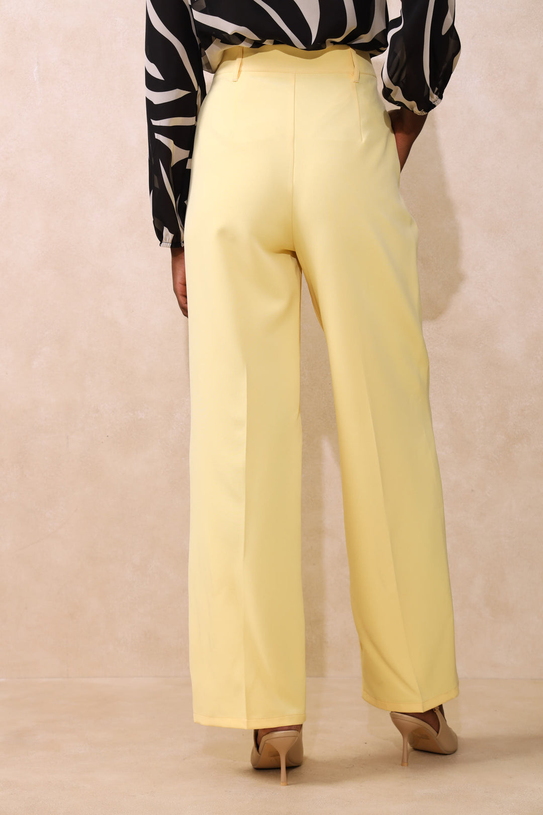 Fancy Button Straight Leg Pant - Butter Yellow