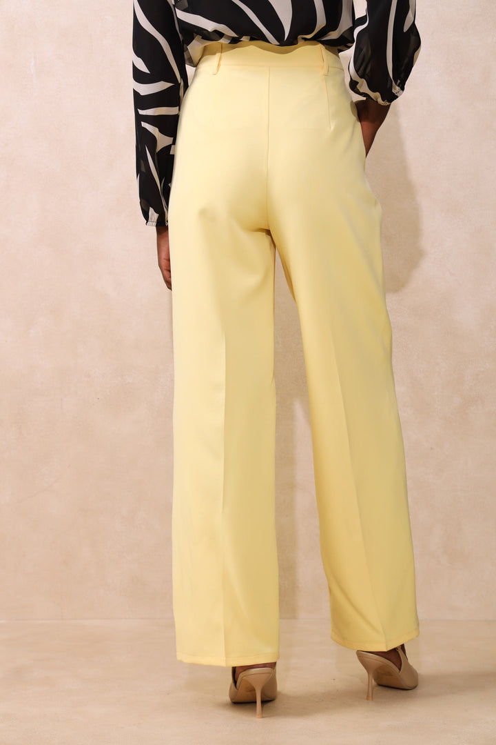 Fancy Button Straight Leg Pant - Butter Yellow