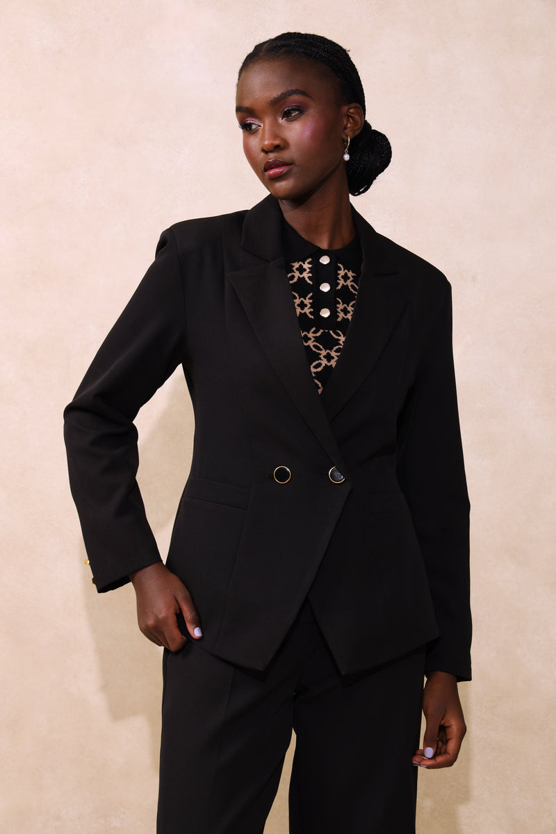 Double Work Blazer - Black