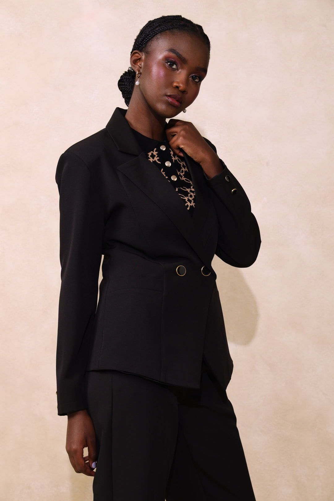 Double Work Blazer - Black