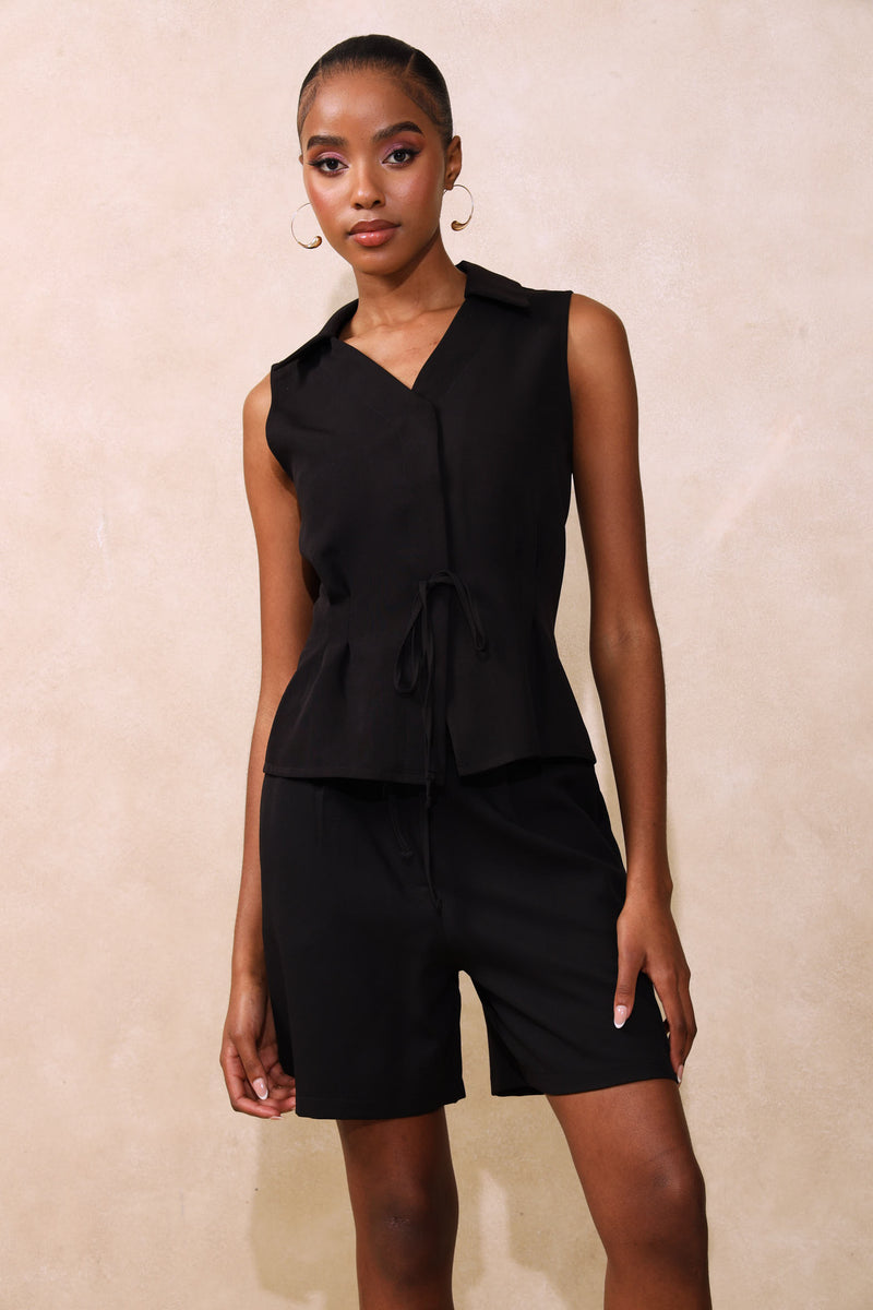 Darted Waisted Top - Black