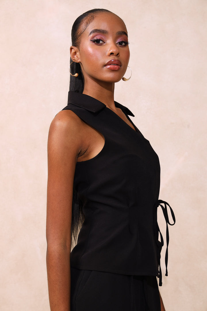 Darted Waisted Top - Black
