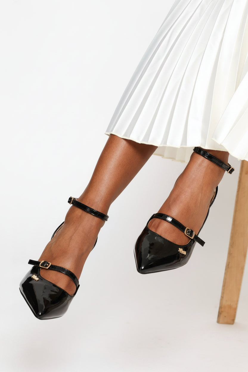 Patent Strappy Heel - Black