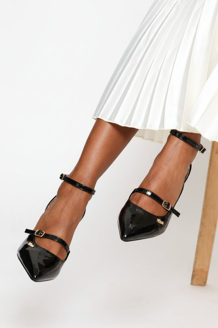 Patent Strappy Heel - Black