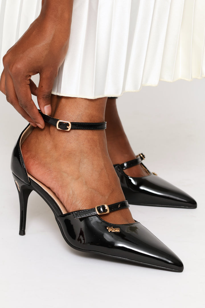 Patent Strappy Heel - Black