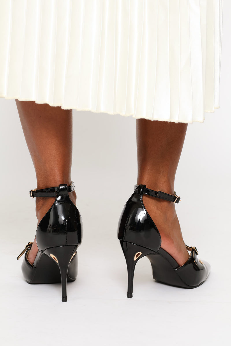 Patent Strappy Heel - Black