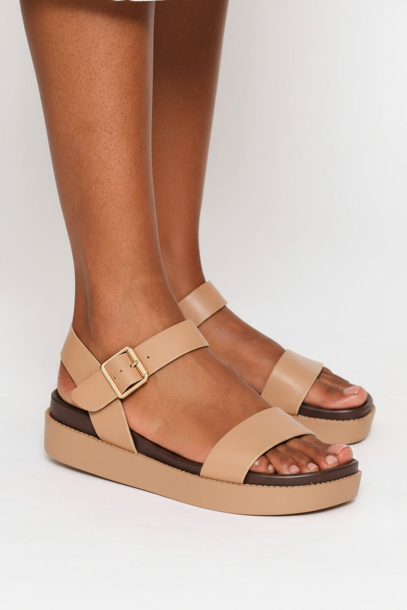 Single Band Ankle Strap Sandal - Natural