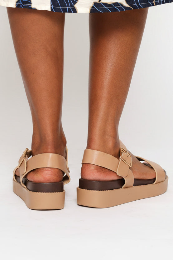Single Band Ankle Strap Sandal - Natural