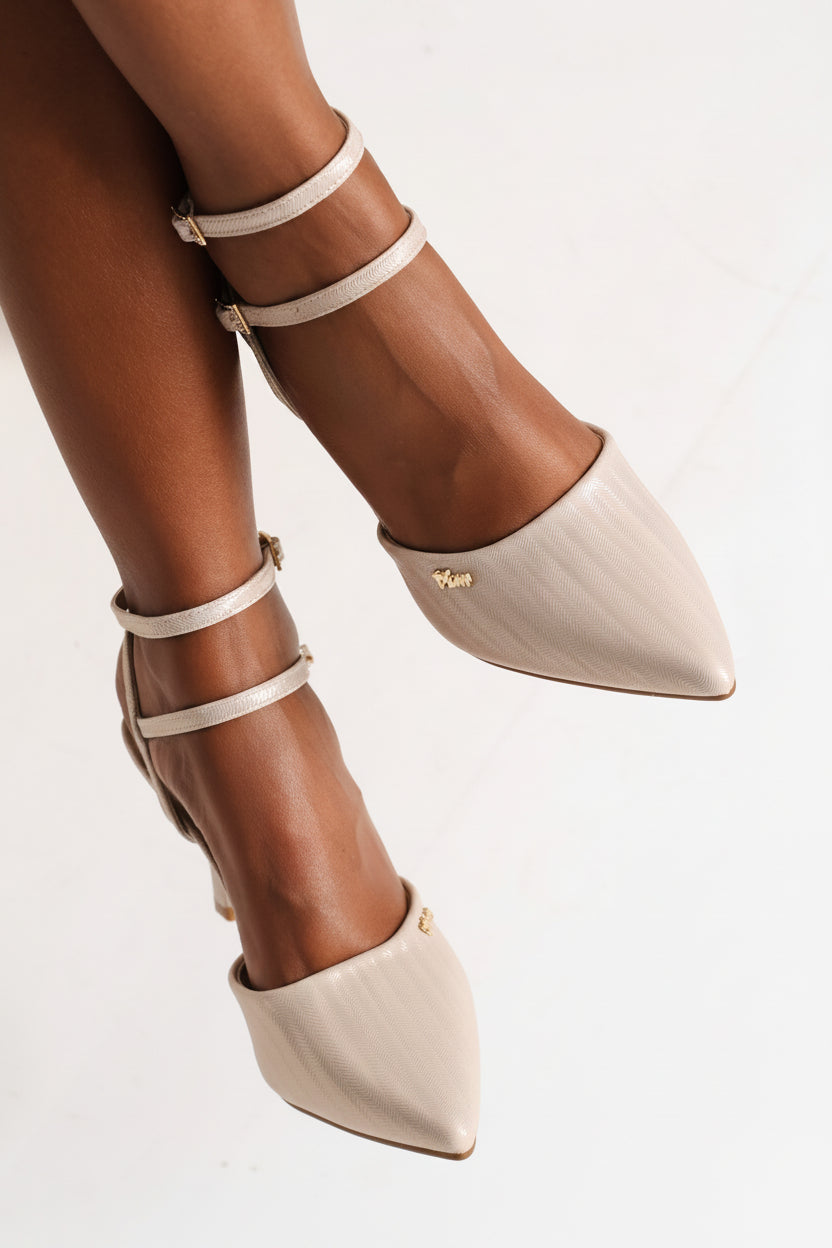 Textured Heel - Nude Gold