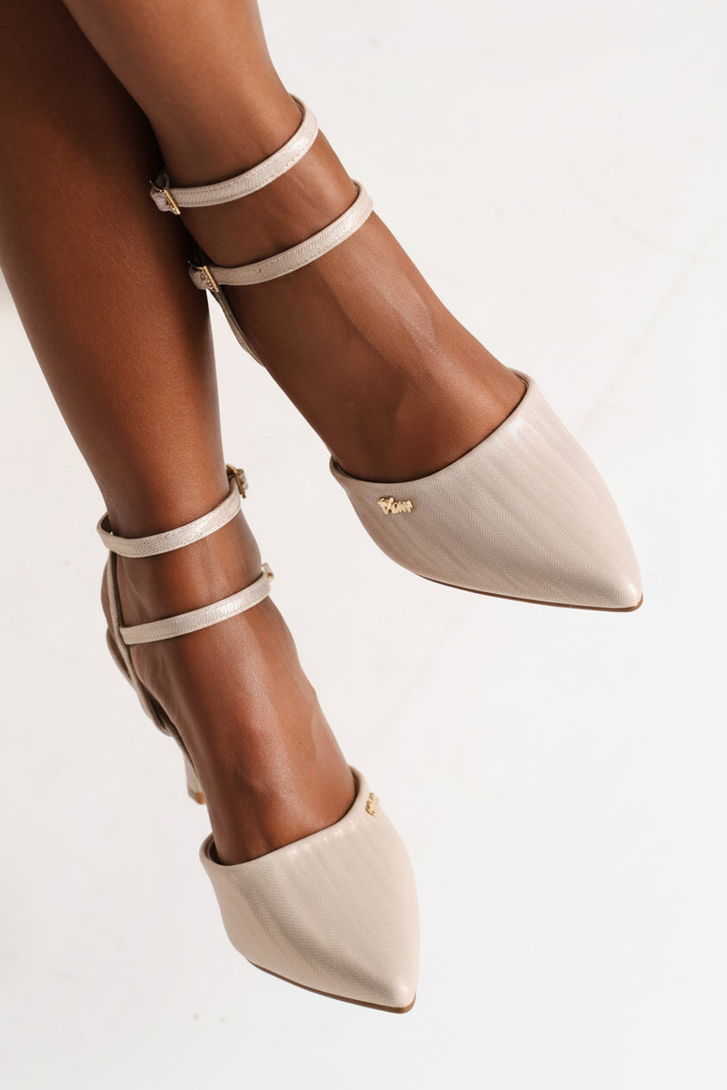 Textured Heel - Nude Gold