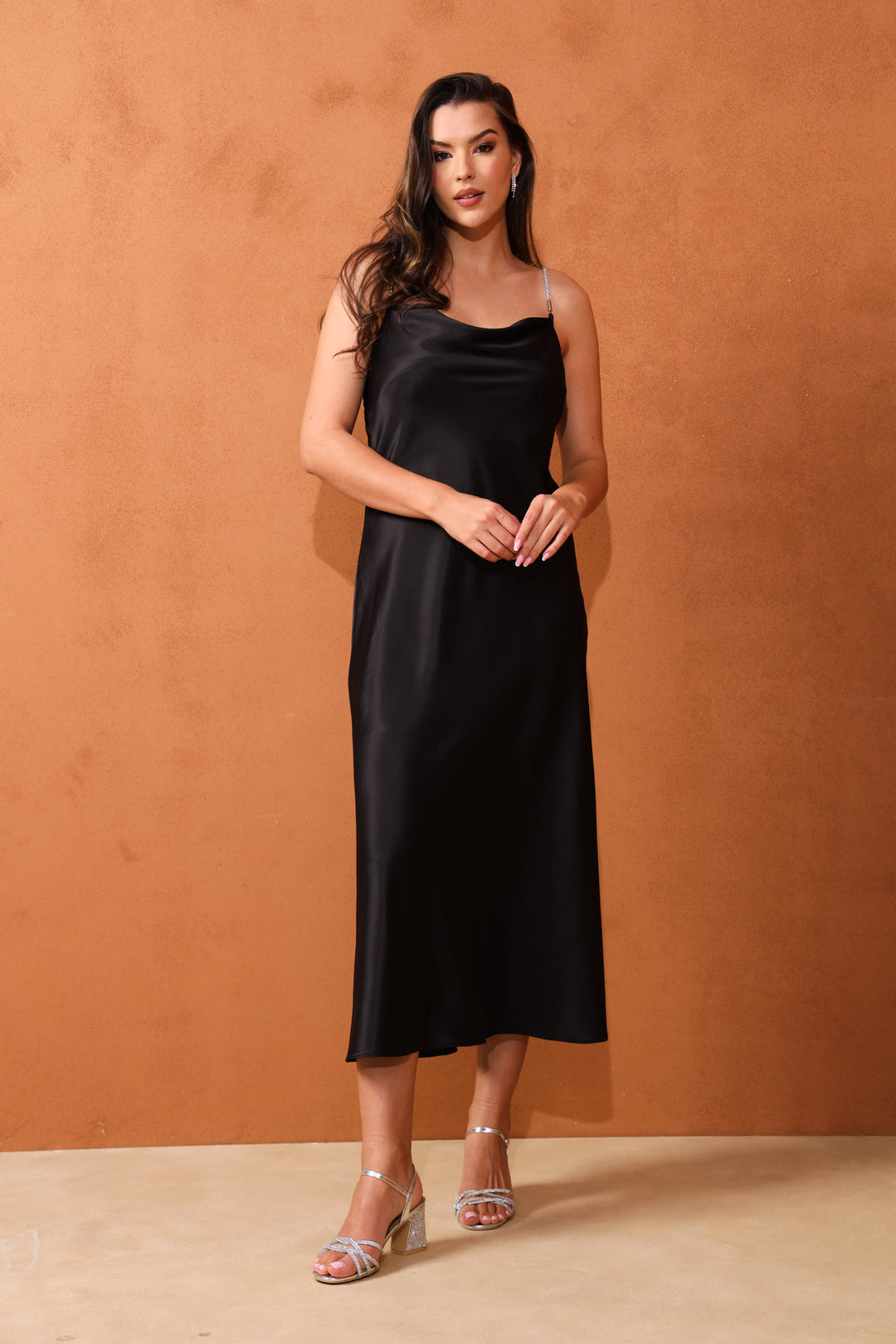 Ruby Maxi Embellished Strap Evening Dress - Black