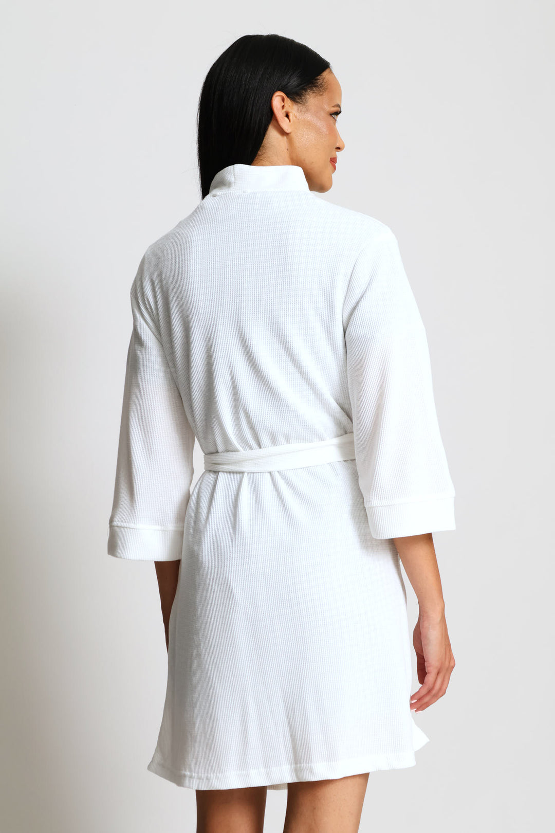 3/4 Waffle Knit Gown - Off White