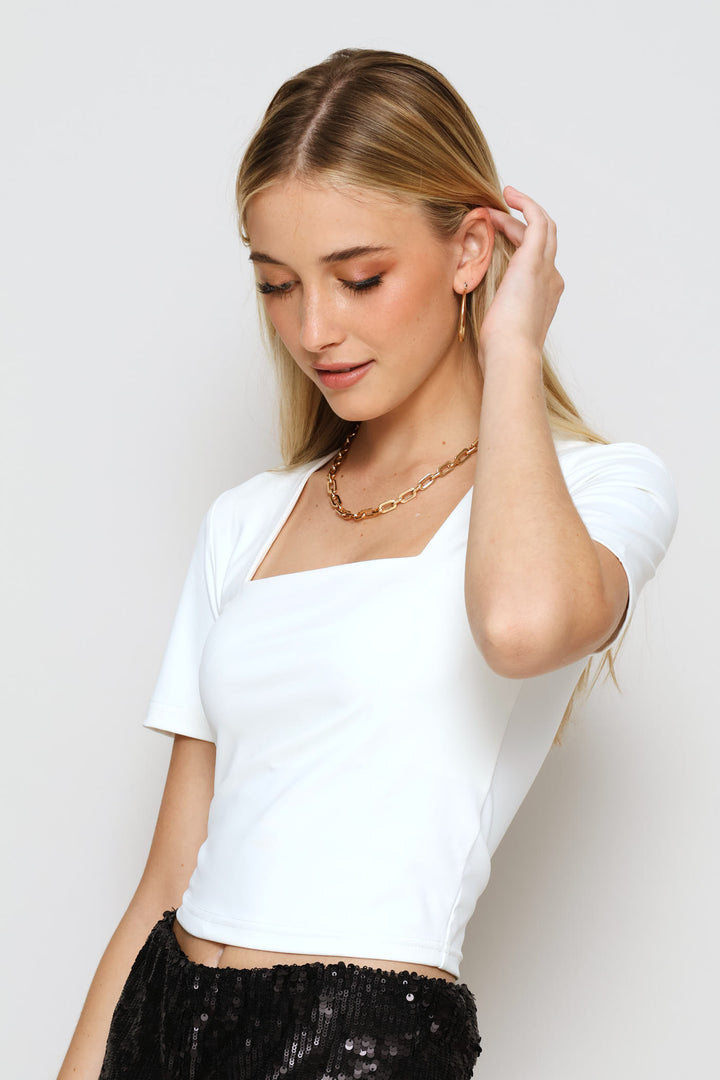 Skin Tight Square Neck Tee - White