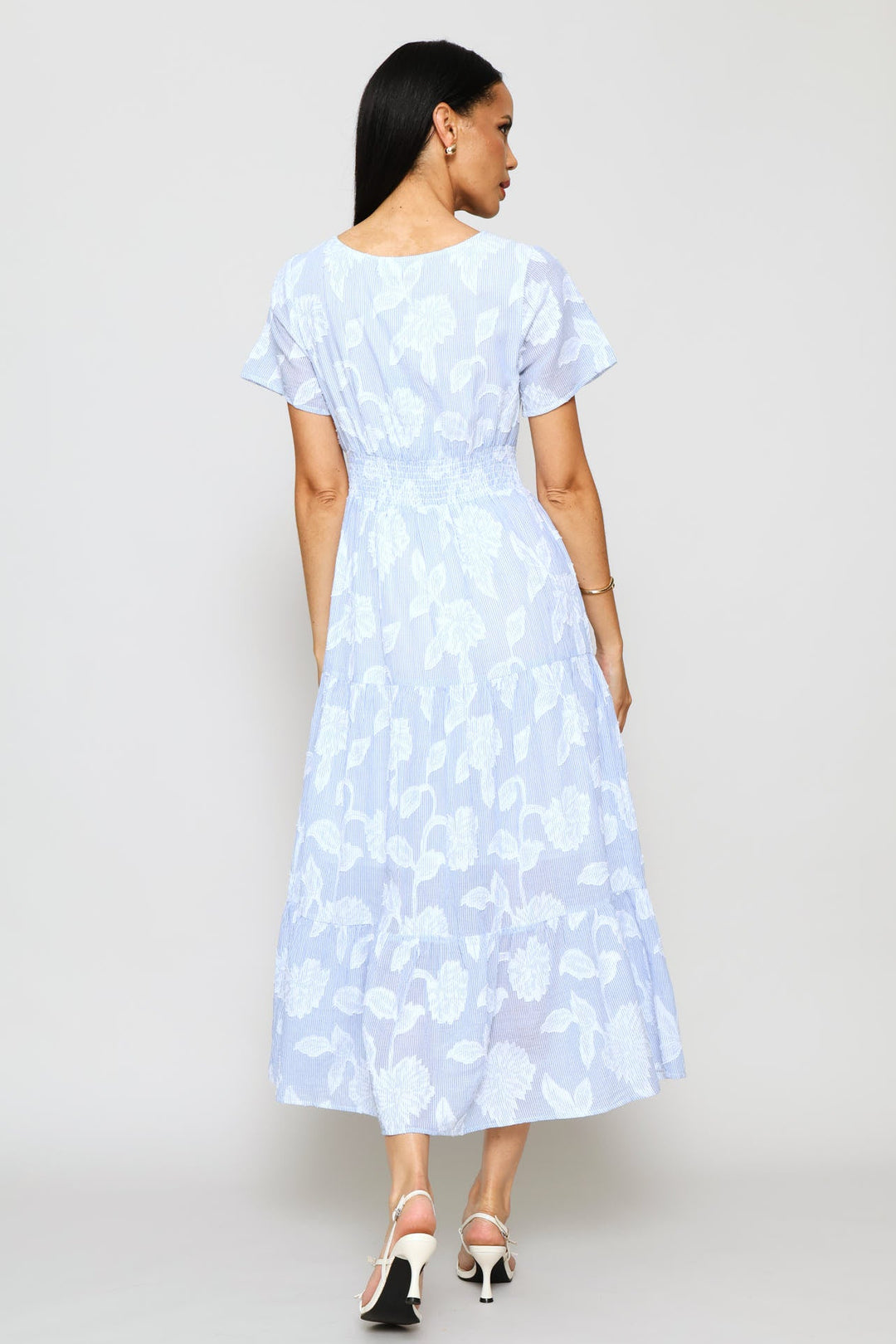 Floral Print Maxi Dress - Light Blue