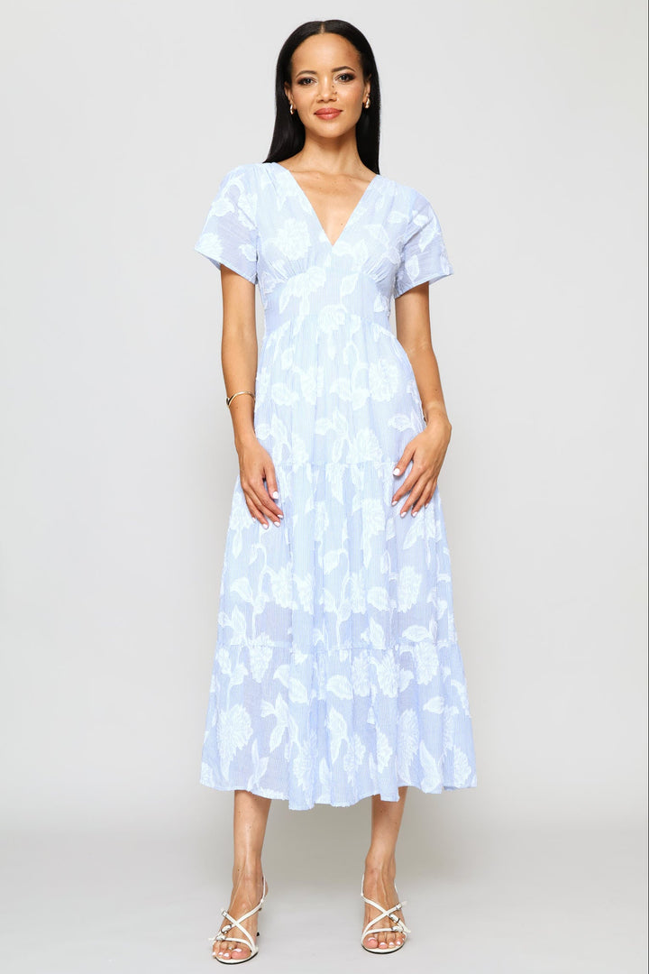 Floral Print Maxi Dress - Light Blue