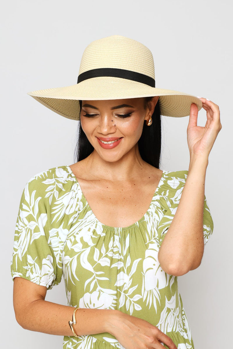 Black Bow Sunhat - Cream