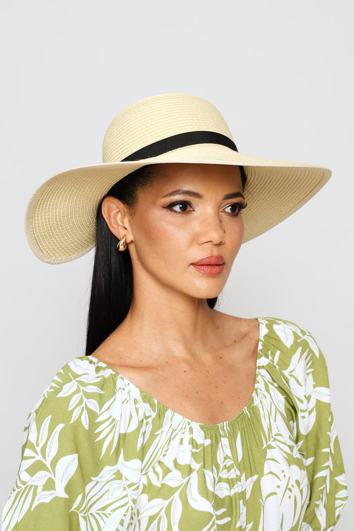 Black Bow Sunhat - Cream