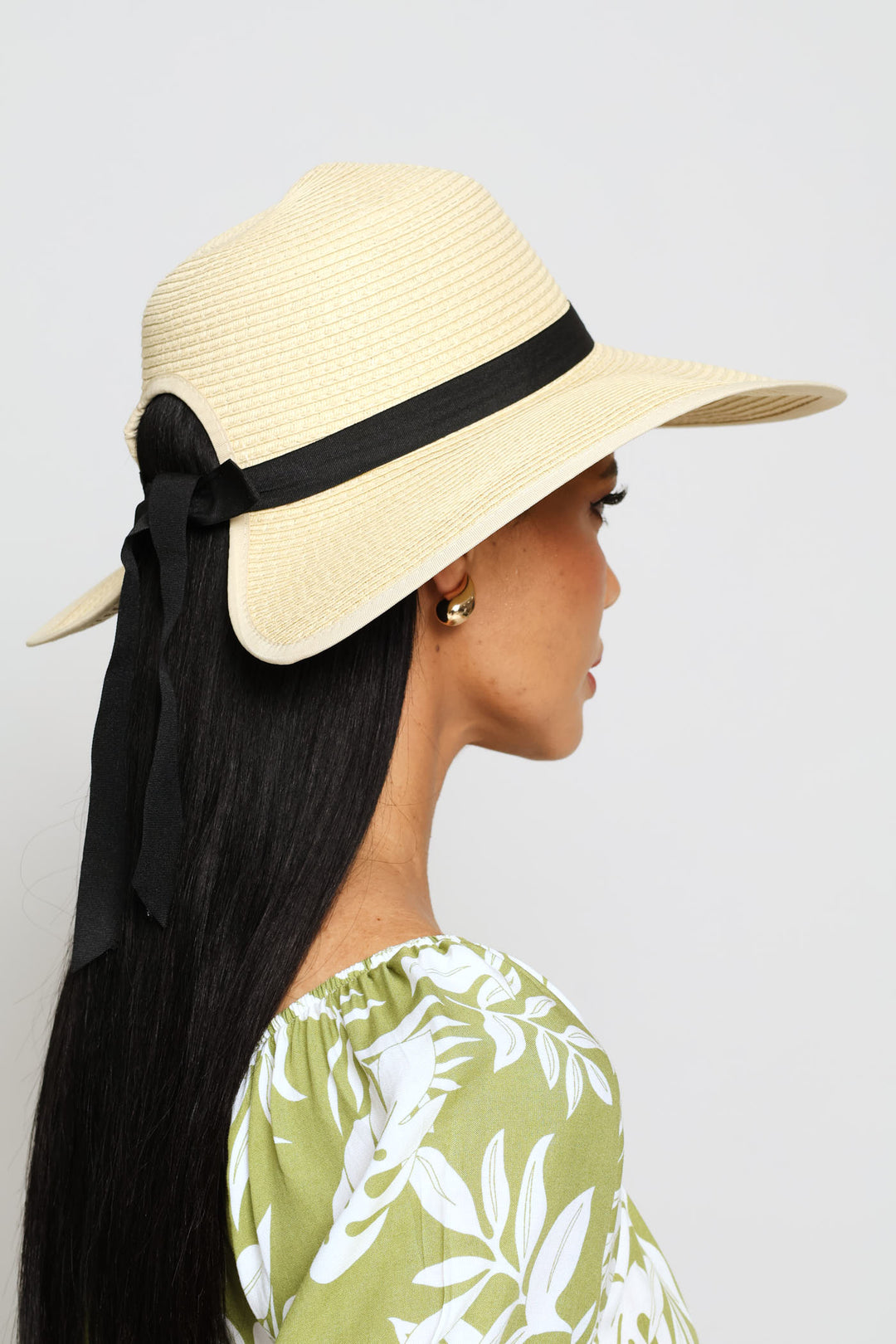 Black Bow Sunhat - Cream