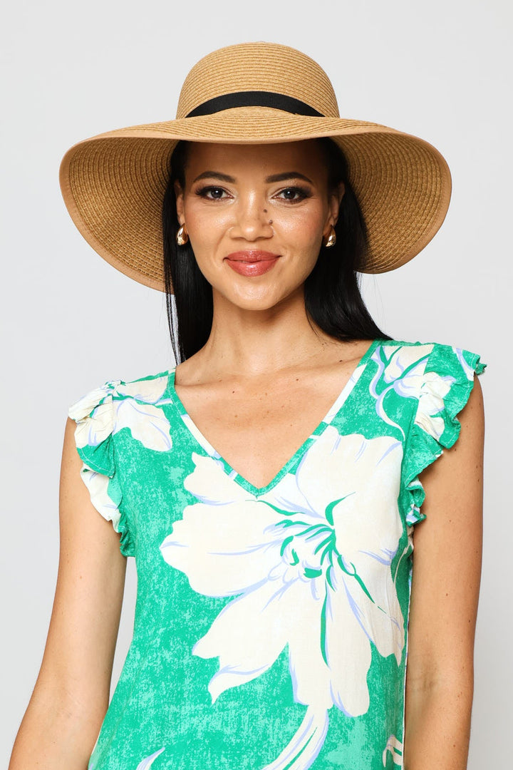 Black Bow Sunhat - Tan