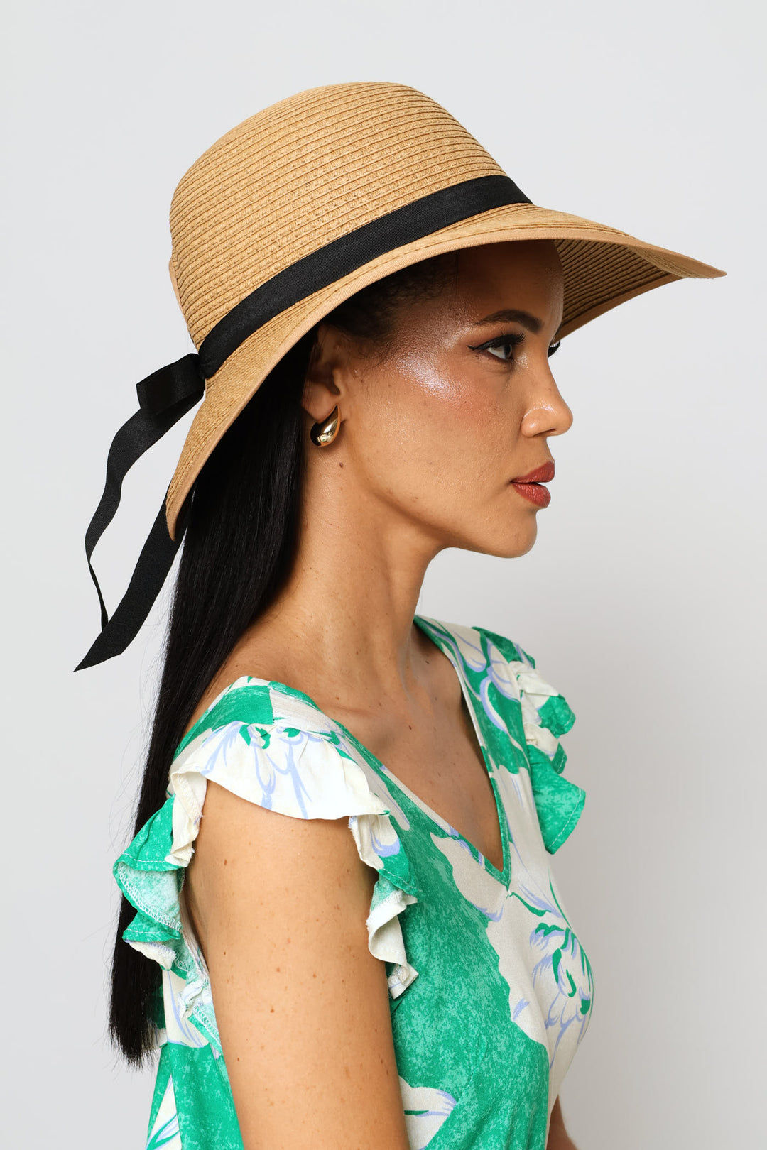 Black Bow Sunhat - Tan