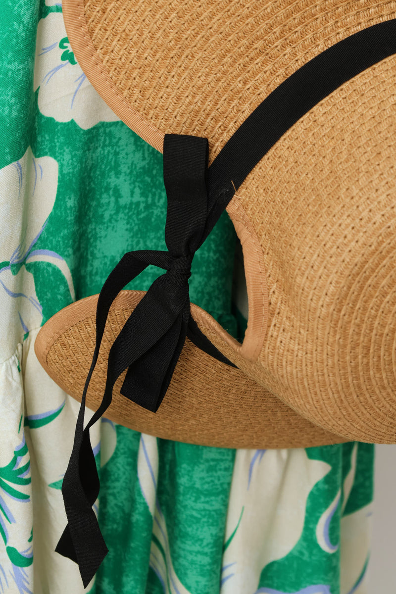Black Bow Sunhat - Tan