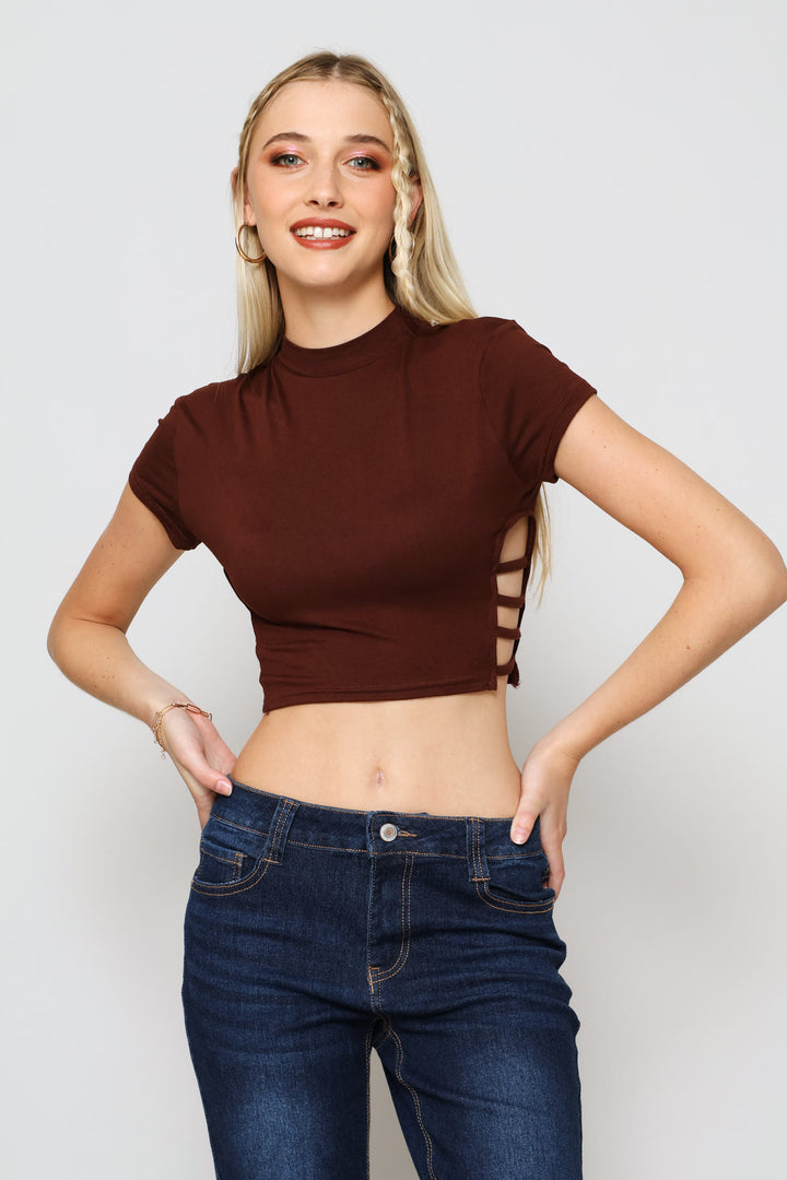 Side Strap Dty Tee - Chocolate