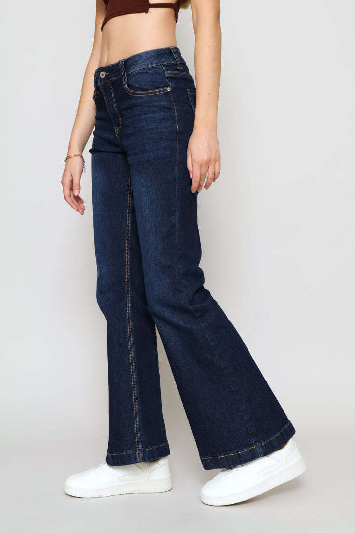 Low Rise Stretch Flare Jean - Dark Wash
