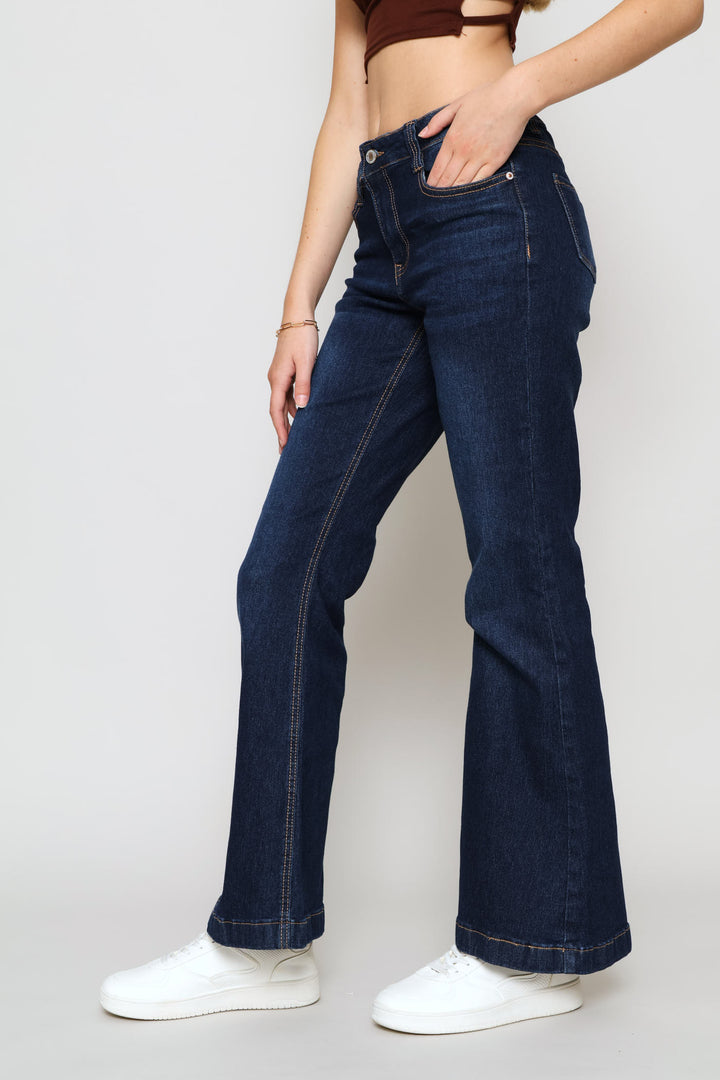 Low Rise Stretch Flare Jean - Dark Wash