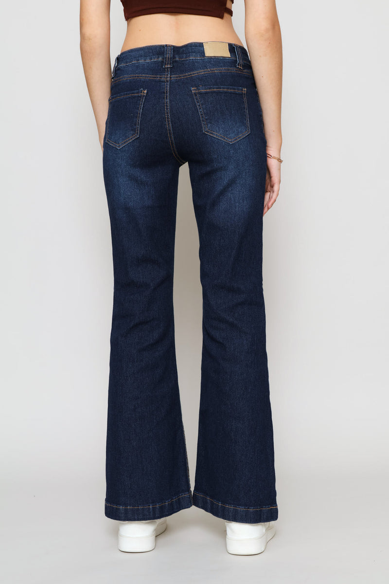 Low Rise Stretch Flare Jean - Dark Wash