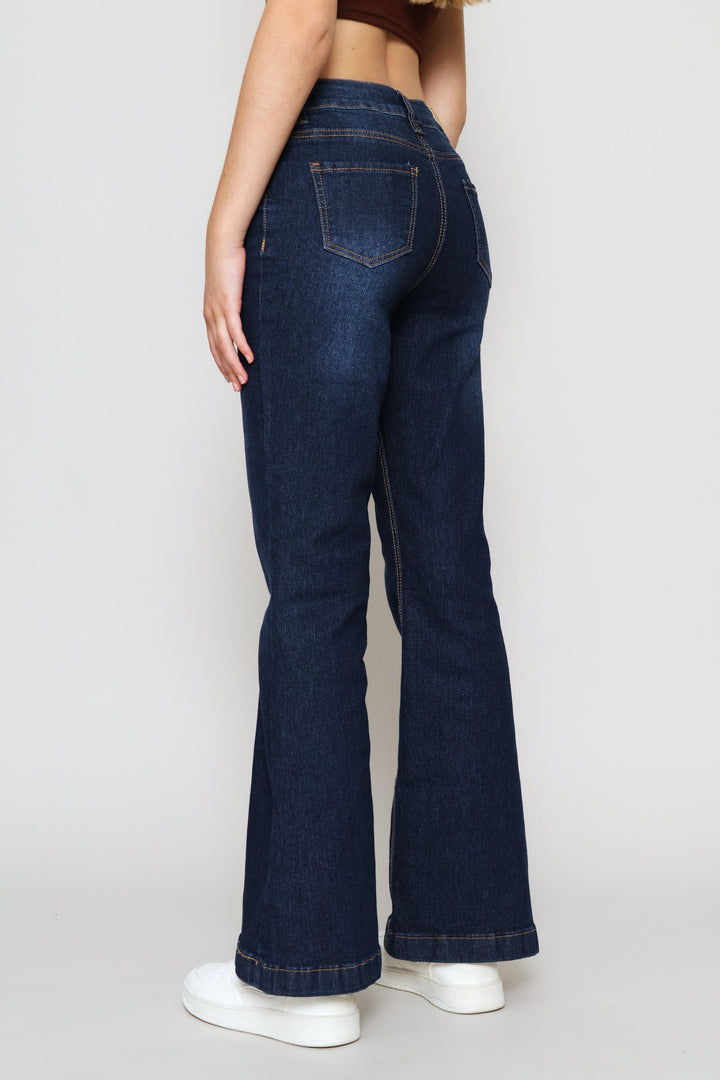 Low Rise Stretch Flare Jean - Dark Wash