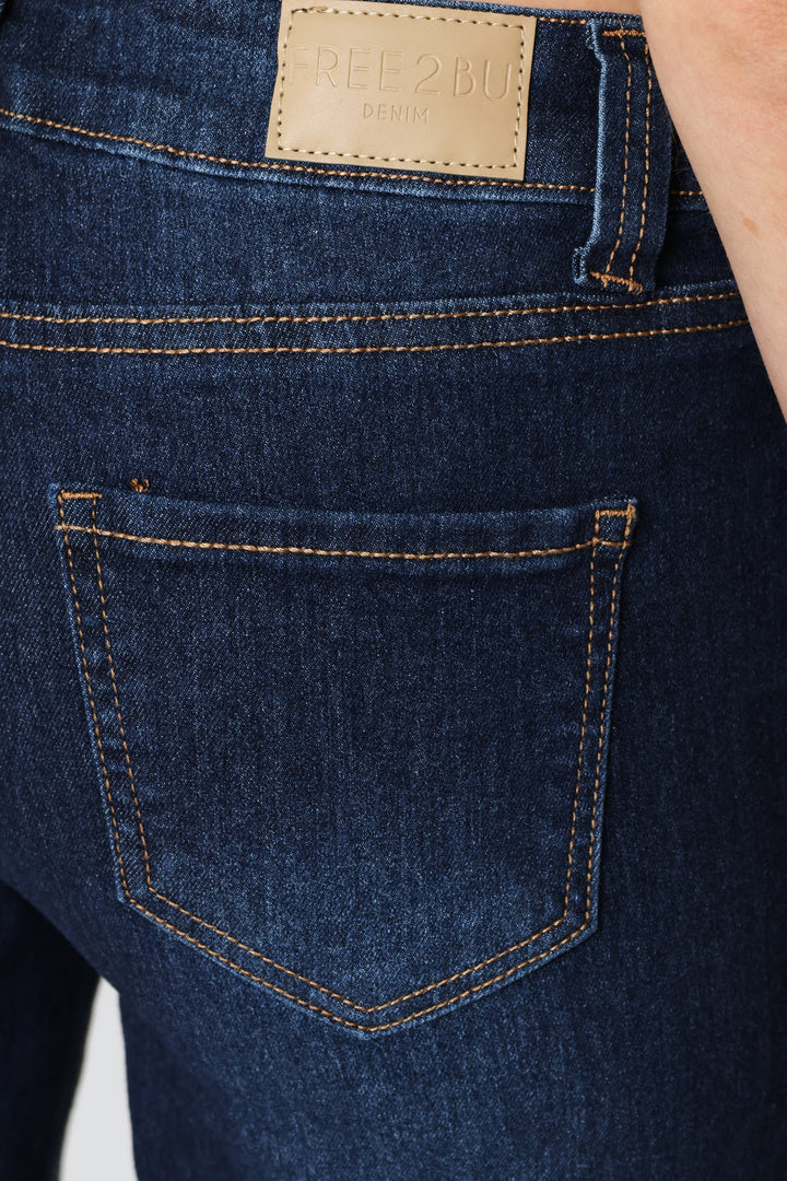 Low Rise Stretch Flare Jean - Dark Wash