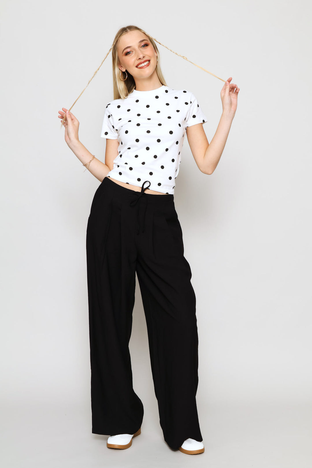 Polka Dot Printed Tee - White