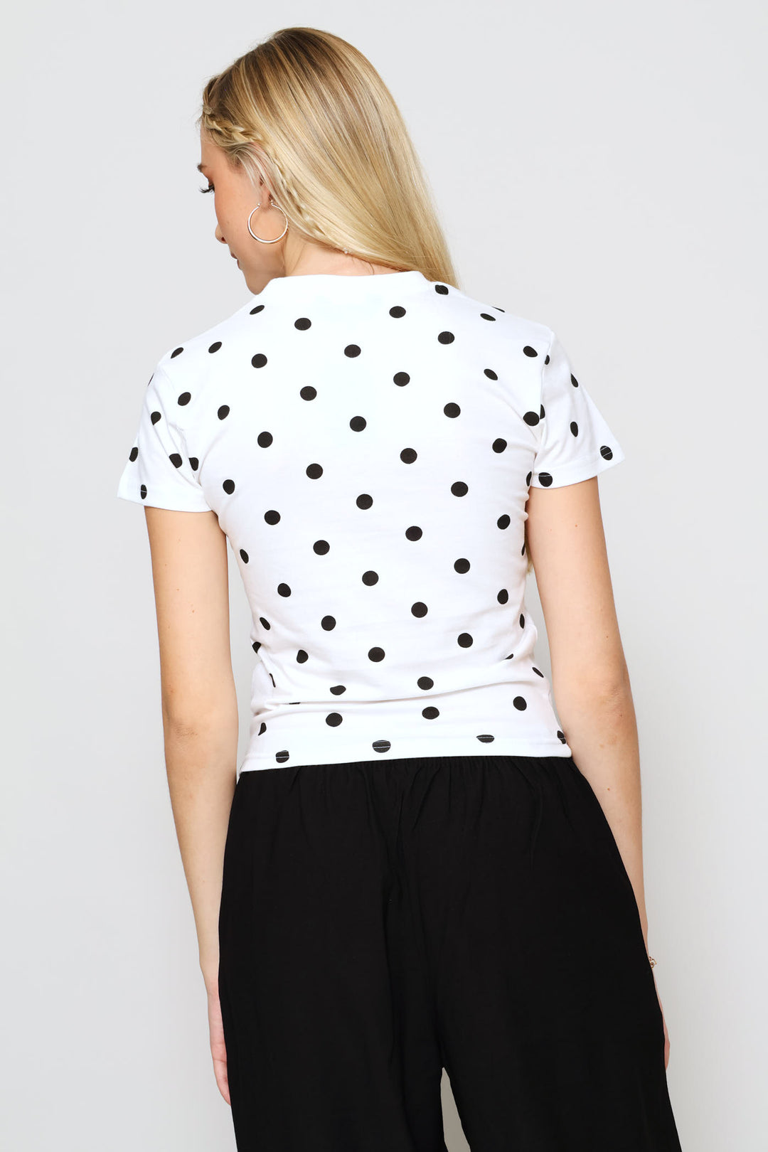 Polka Dot Printed Tee - White