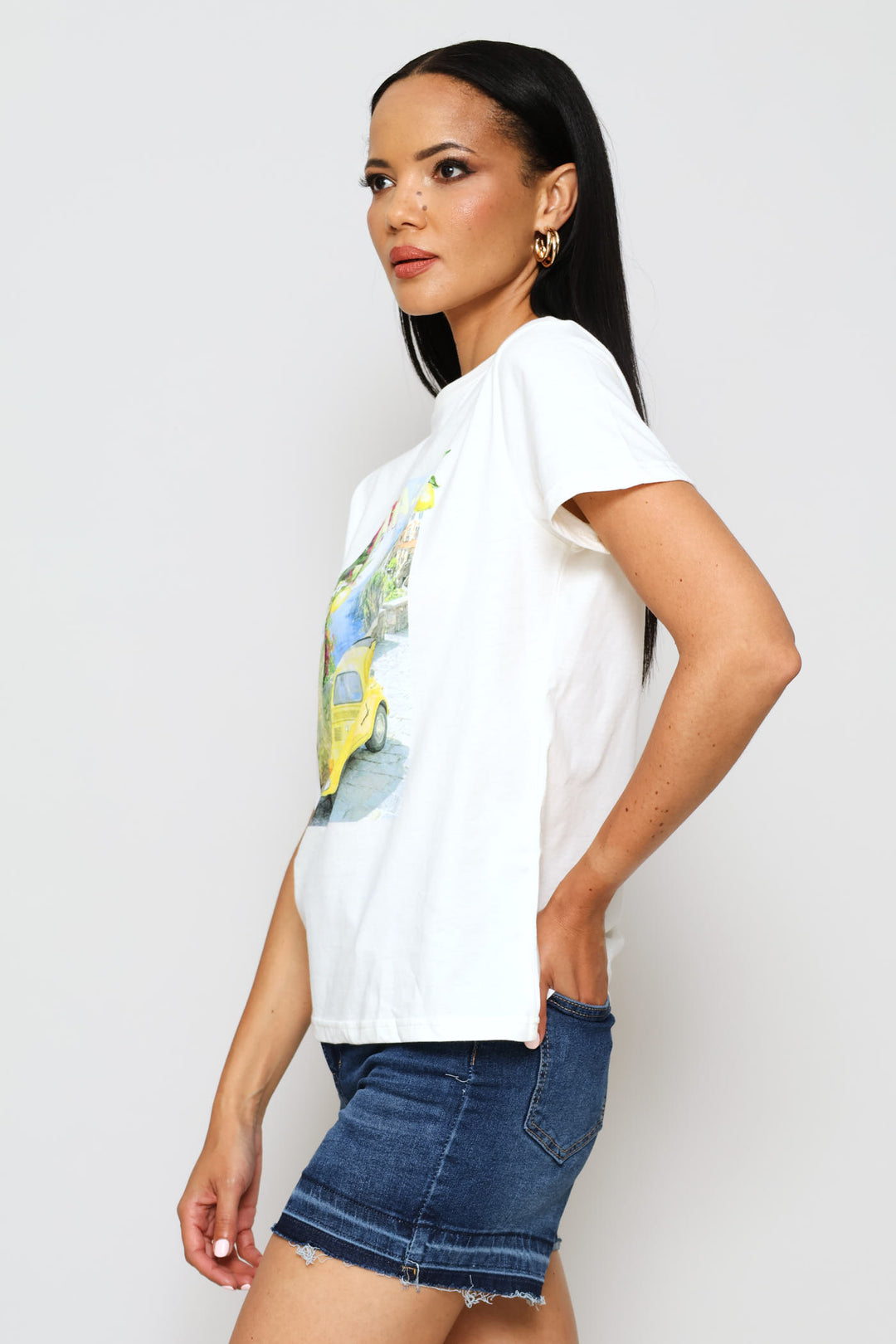 Amalfi Yellow Buggy Tee - White
