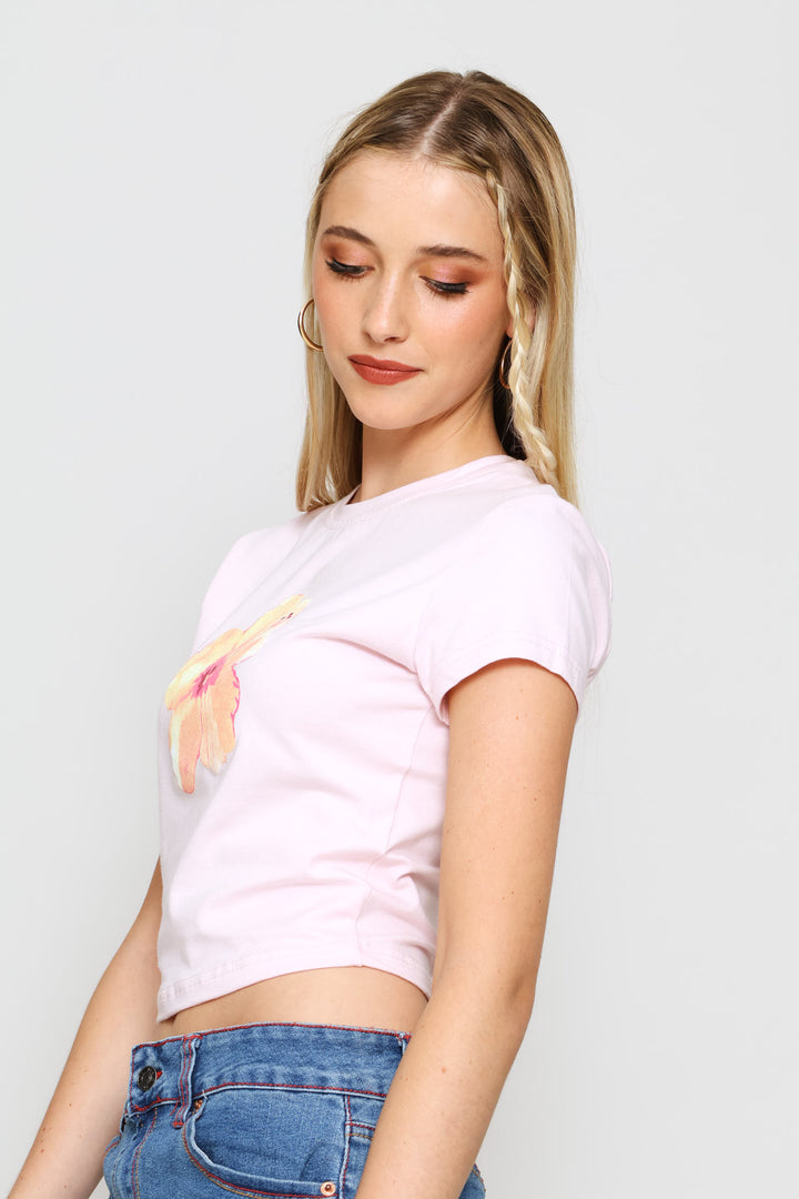 Hibiscus Baby Tee - Pink
