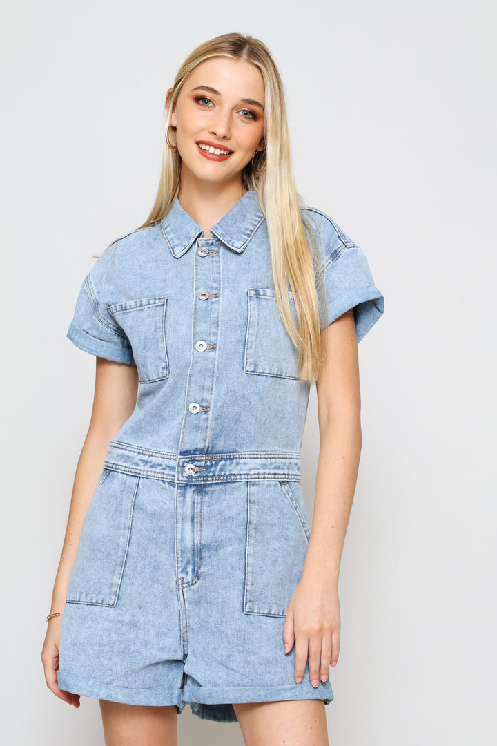 Denim Jumpsuit - Mid Wash