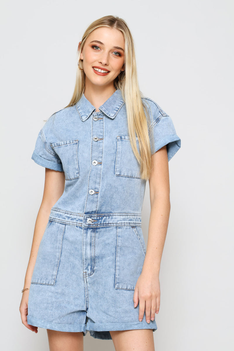 Denim Jumpsuit - Mid Wash