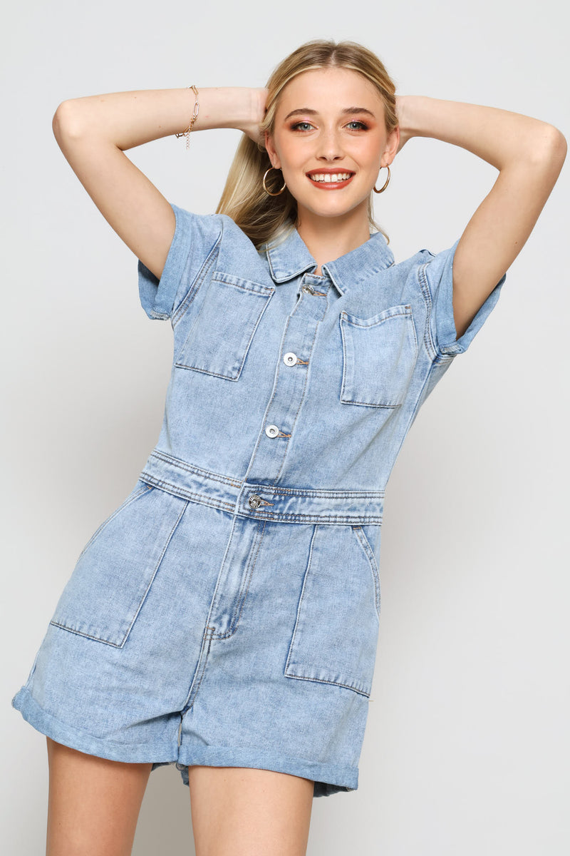 Denim Jumpsuit - Mid Wash