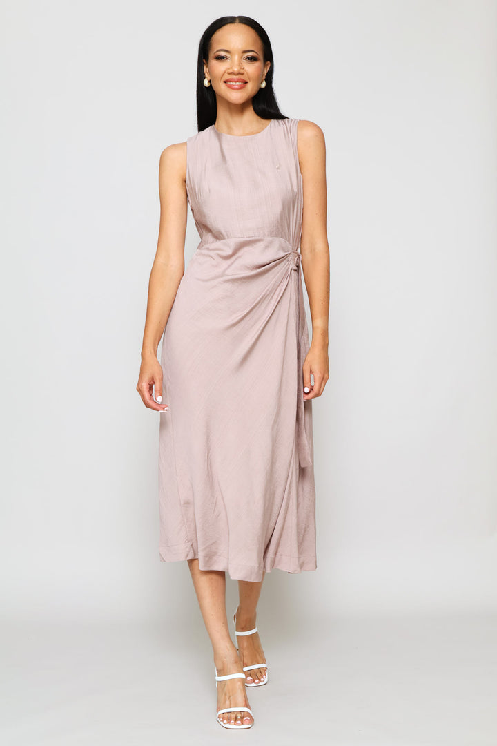Zinhle Mock Wrap Dress - Taupe