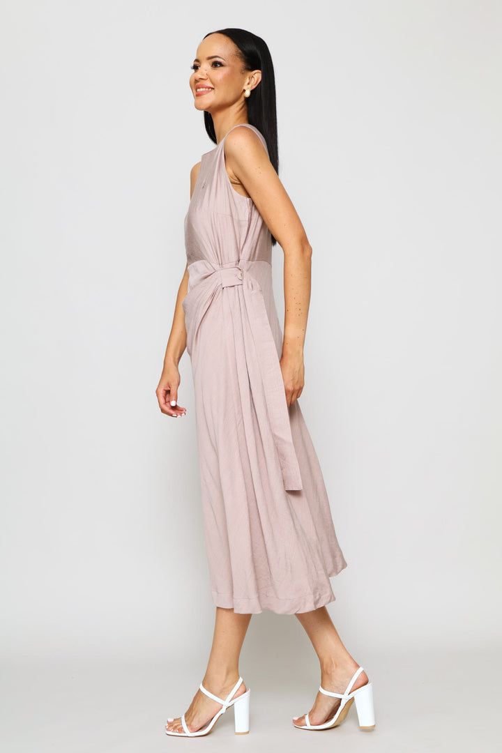 Zinhle Mock Wrap Dress - Taupe