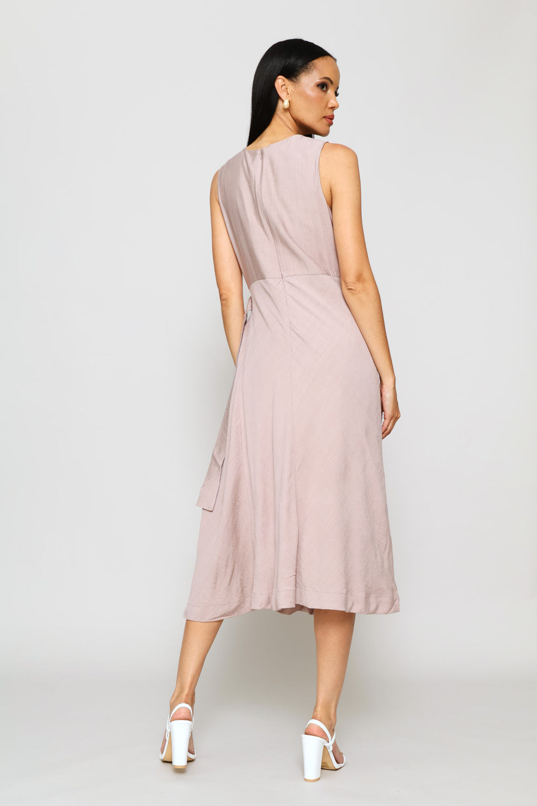 Zinhle Mock Wrap Dress - Taupe