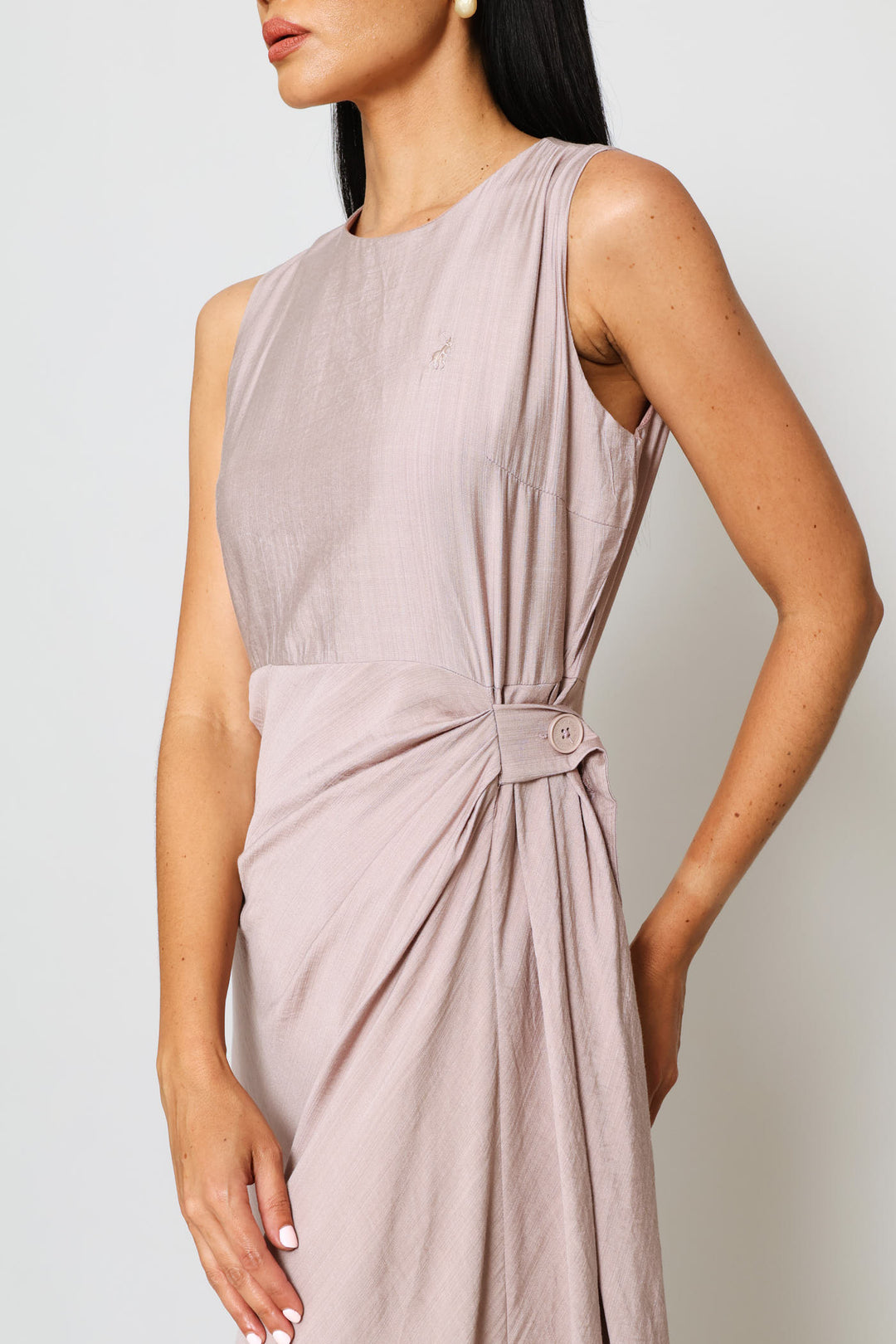 Zinhle Mock Wrap Dress - Taupe