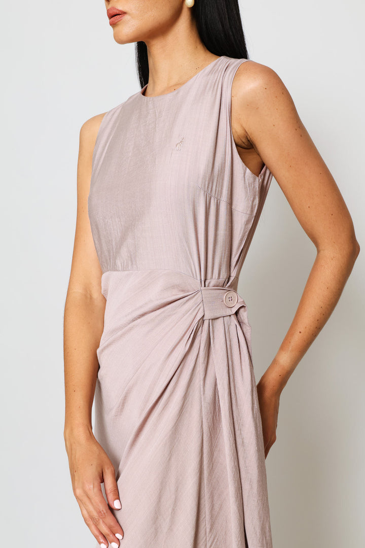 Zinhle Mock Wrap Dress - Taupe