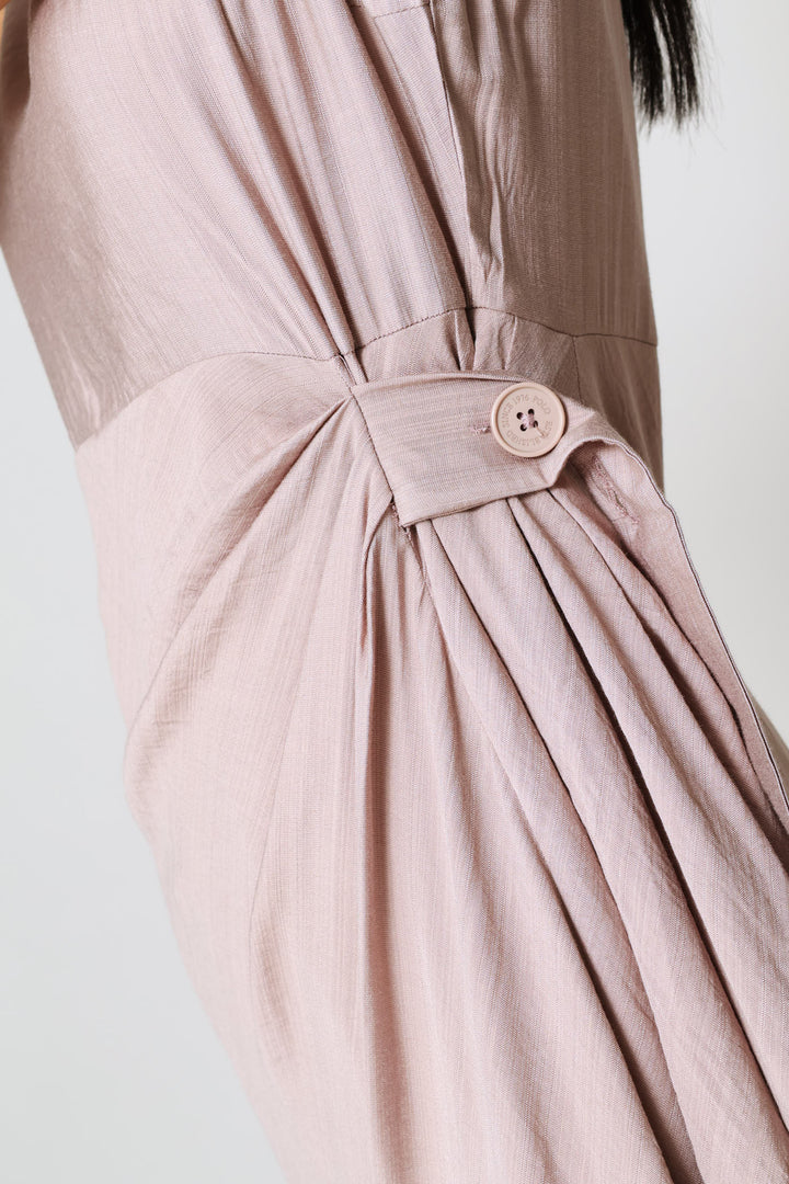 Zinhle Mock Wrap Dress - Taupe